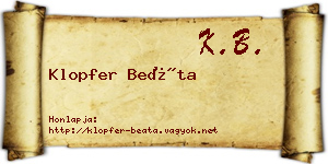 Klopfer Beáta névjegykártya