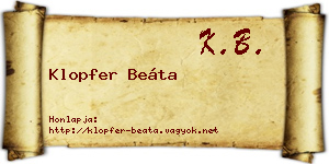 Klopfer Beáta névjegykártya